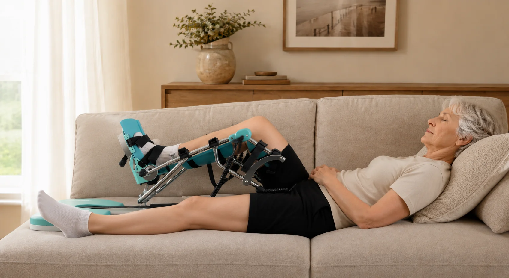 Kinetec CPM machine helpt de knie buigen na een knieoperatie