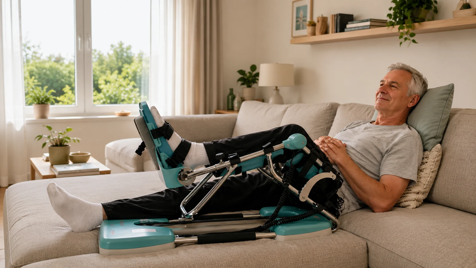 Kinetec CPM machine na patellafractuur knieschijfbreuk revalidatie thuis